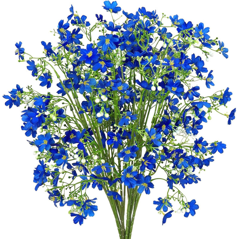 8 Pcs Blue Artificial Babys Breath Silk Flowers