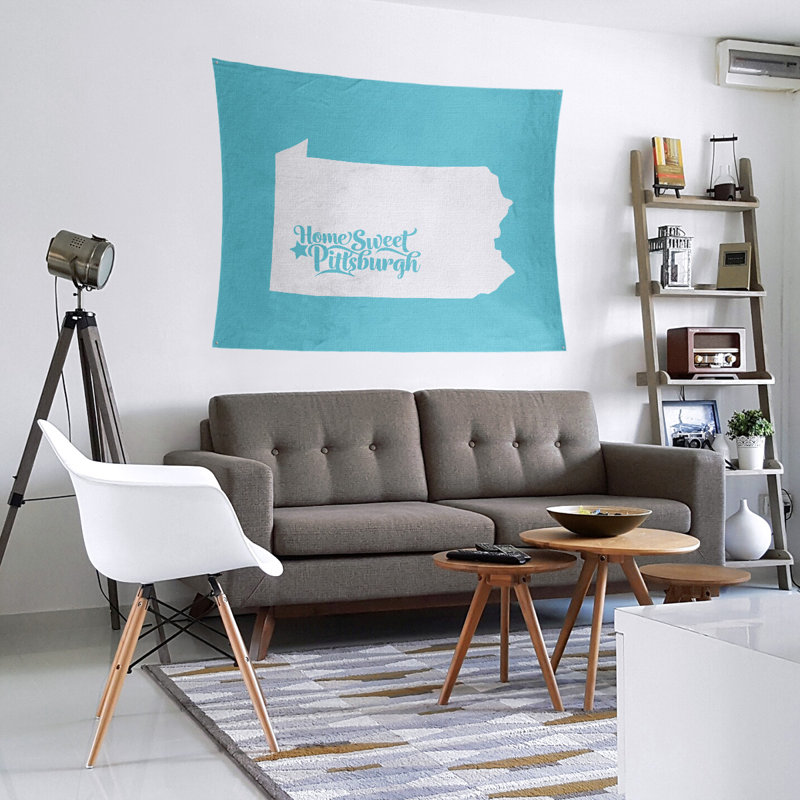 Tapisserie de Pittsburgh en Pennsylvanie, H 27,5 po x l 37,5 po, Bleu sarcelle