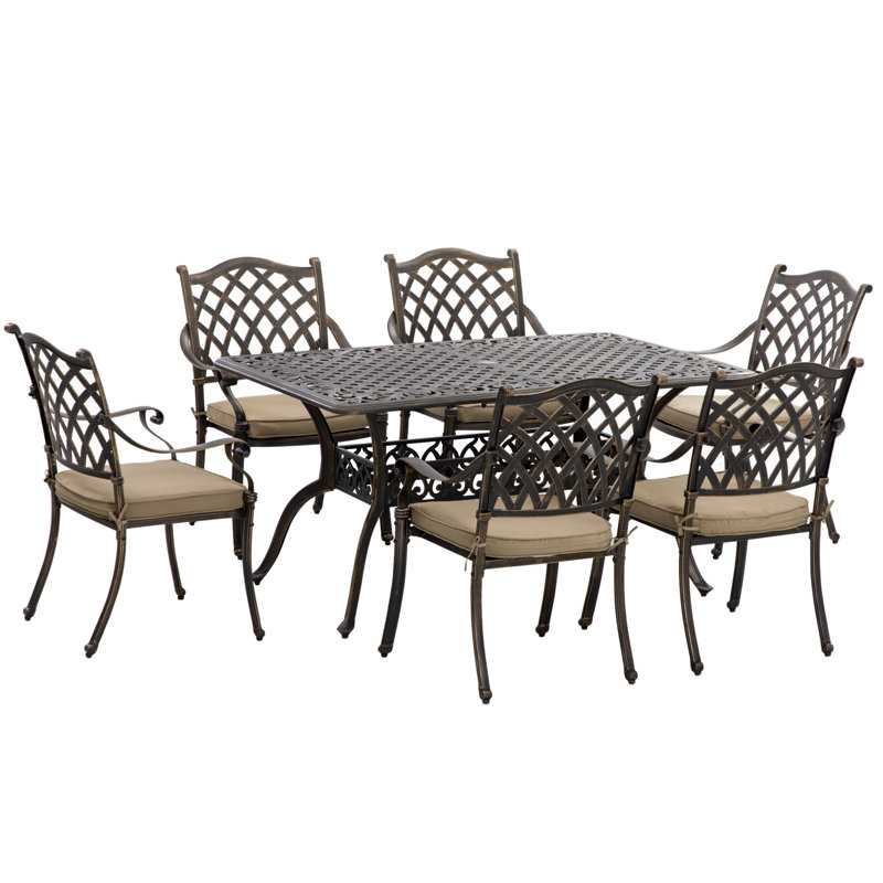 Piner 6 - Person Patio Dining Set with Rectangular Table , Cushions Included