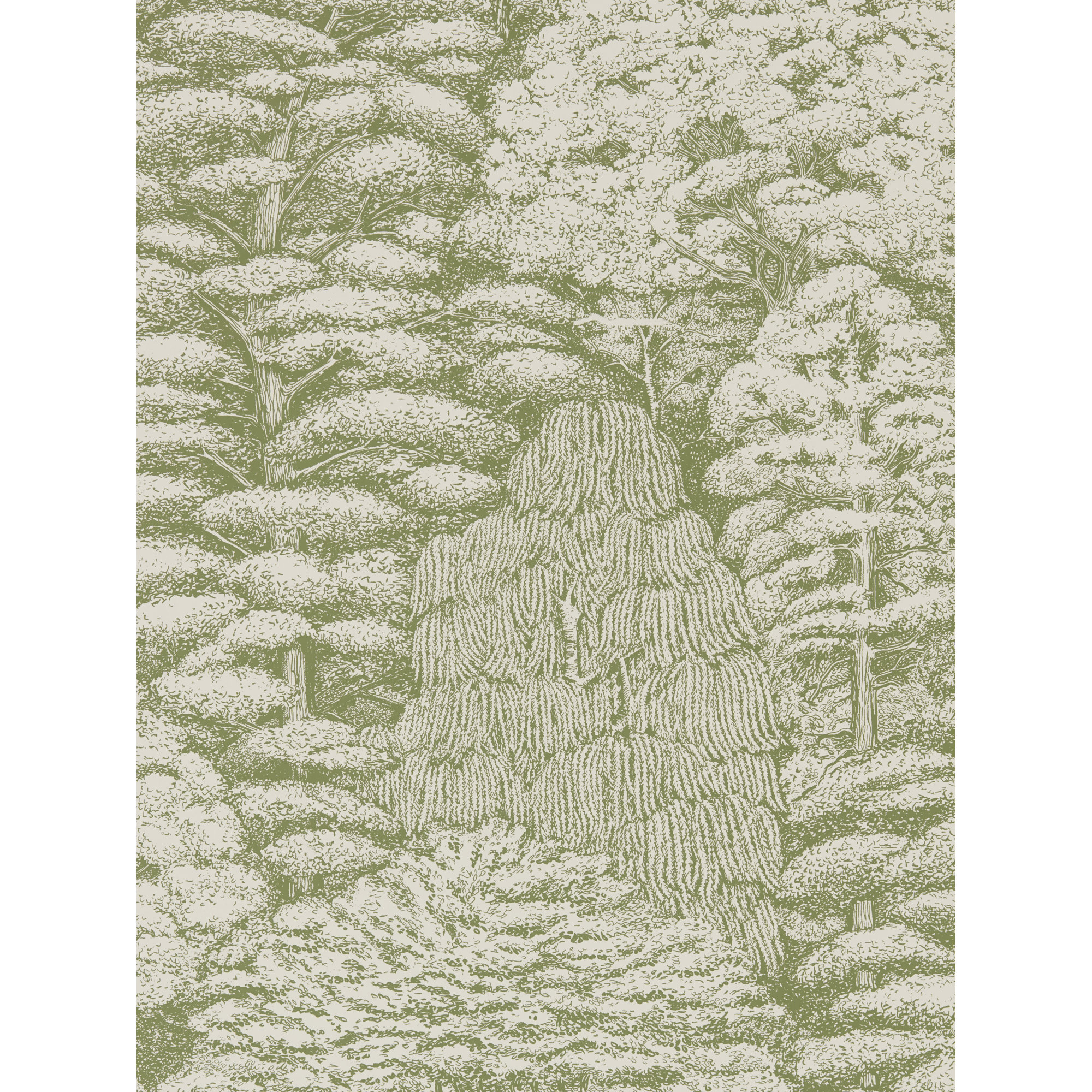 Woodland Toile Wallpaper, Cream/Green