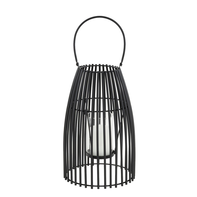 Lanterne bougie en fer et verre Enya, Noir, H 16 po x l 9 po x P 9 po