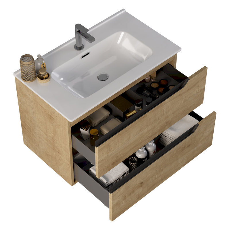 Meuble-lavabo simple 32 po Arellano, Bois blond, 32"