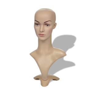 Mannequin Head Faceless Head Hat Holder Stand Display with Detachable Wood  Stand Accessory Female Mannequin Head Holder Head Stand dark brown base 