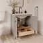 Meuble-lavabo simple festonné 30 po - gris clair - avec plateau - boutons noirs-1938036689-1938036691