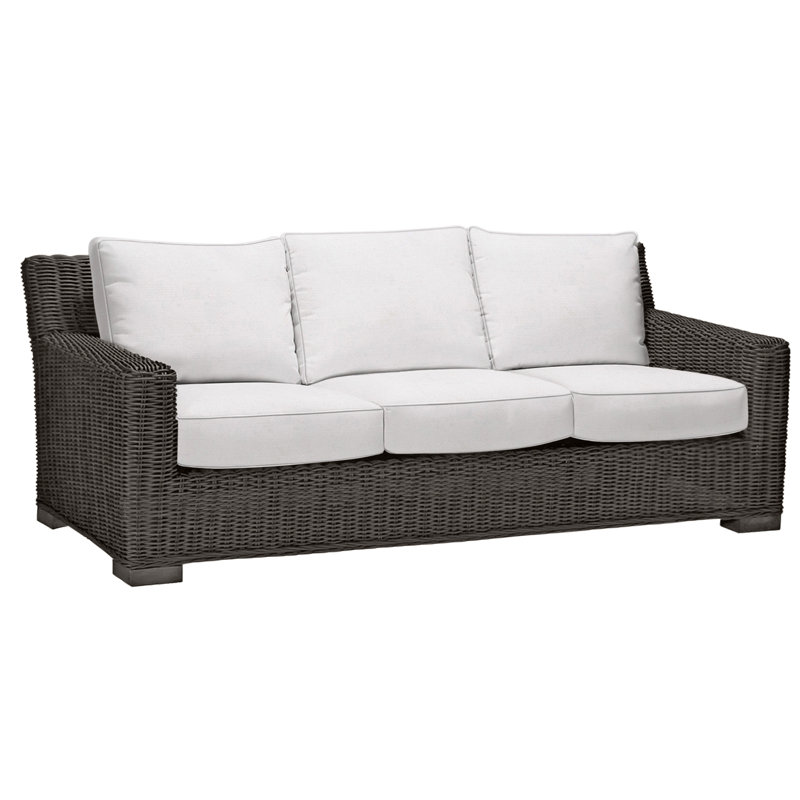 Canapé rustique tissé - Noyer noir, Welt, Sunbrella® ‑ lin neige, Noir noyer