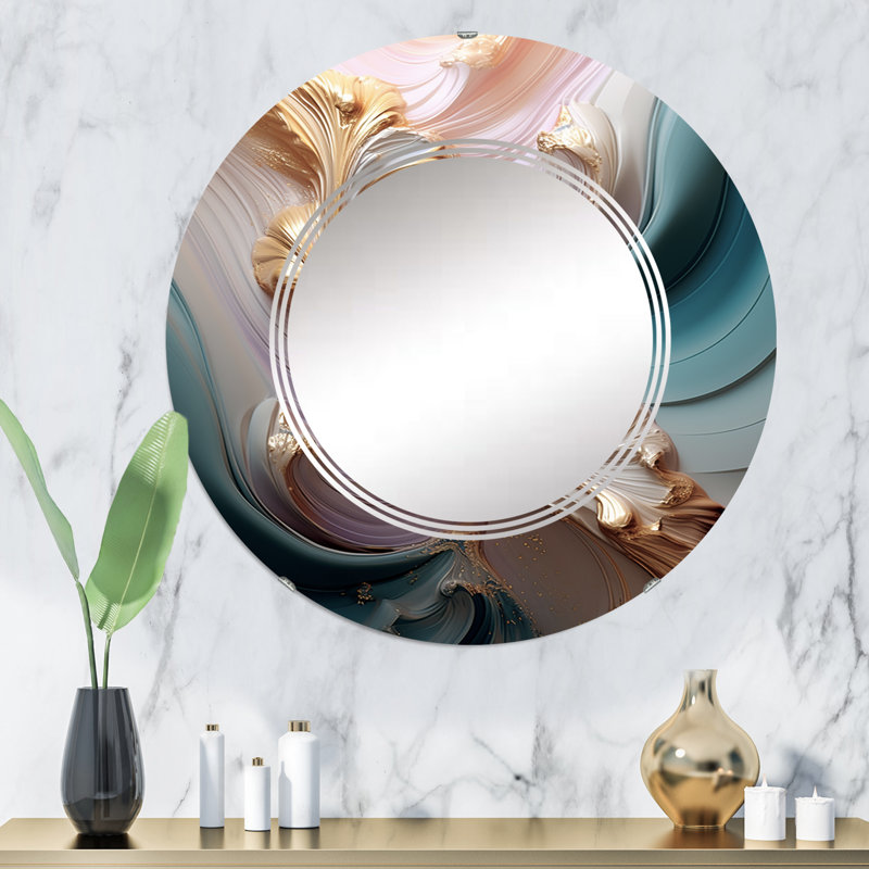 Irati - Miroir mural moderne rond, 32 po x 32 po