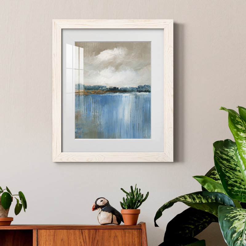 Vent et eau - Peinture encadrée, H 20 po x l 17 po x P 1,5 po, Blanc