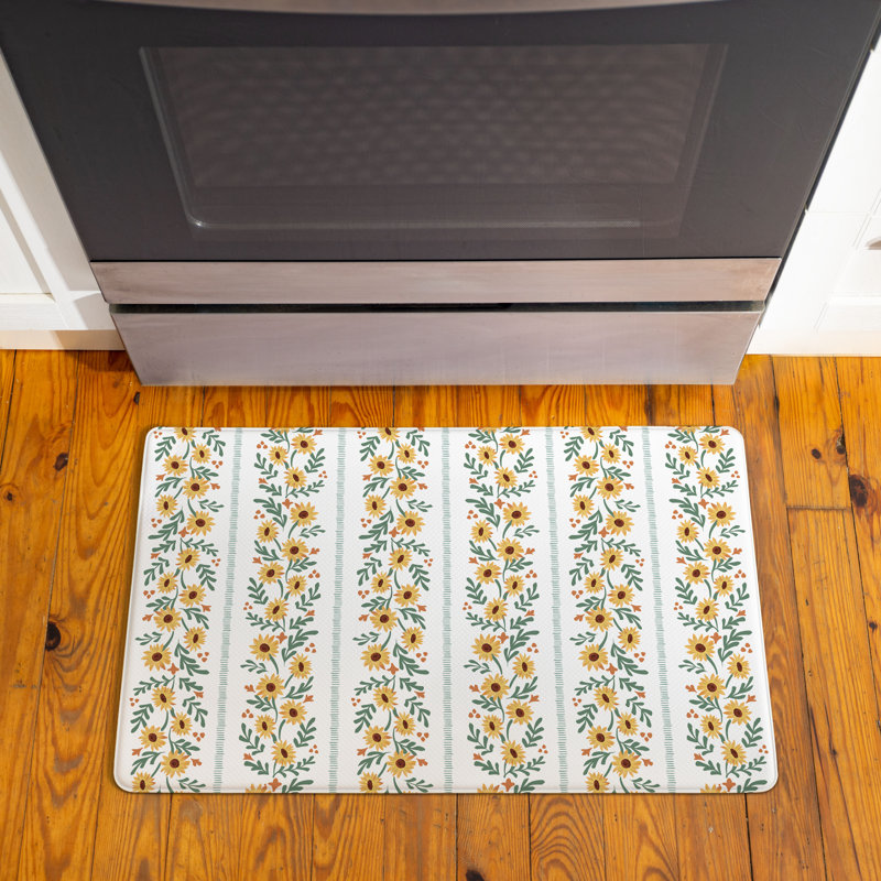 Tapis anti-fatigue Harvest Blossom, rayures tournesol, 76 x 46 cm