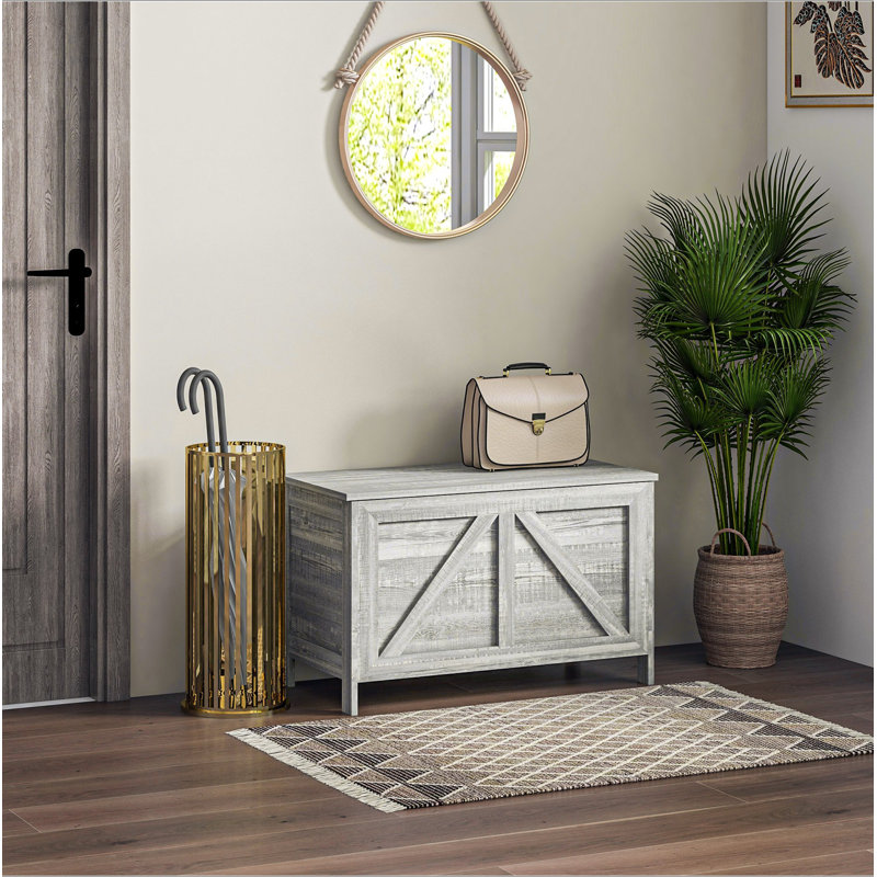 30" Farmhouse Storage Chest, Lift Top Box Organizer With Safety Hinge To Open Up 100° For Bedroom, Entryway, Living Room