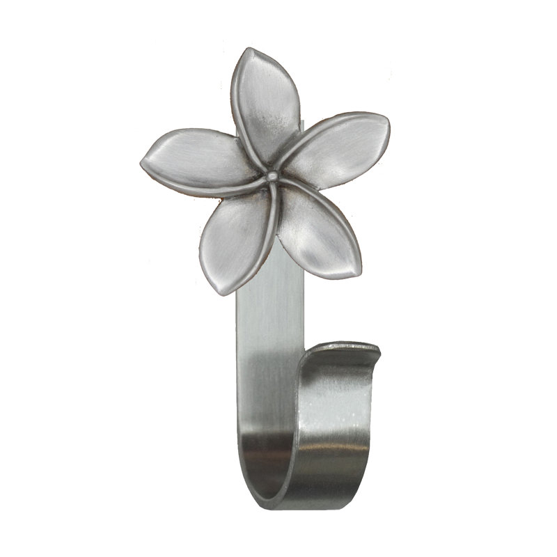 Plumeria Flower Single Robe Hook, Silver