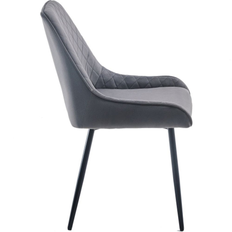 Mako 46cm H Velvet Upholstered Side Chair, Grey, Black