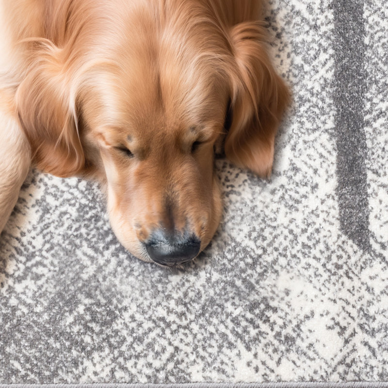 Tapis géométrique rectangulaire en polypropylène tissé à la machine Wum, Rectangle 7 pi 10 po x 10 pi 6 po
