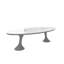 Table de conférence ovale blanche moderne à base de tulipes de 94,49 po, bureau de réunion brillant pour salle de conférence-600420152