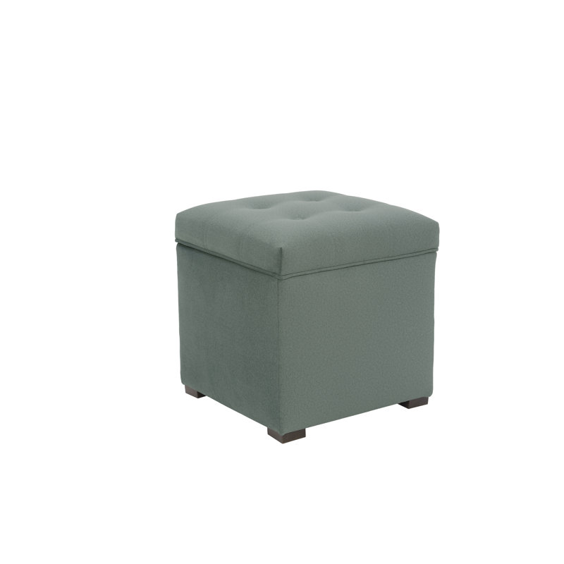 Tami Button Tufted Storage Ottoman, Green