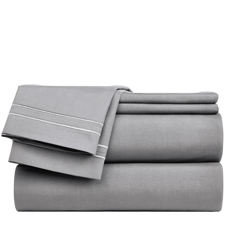 Boston Microfiber Sheet Set, Queen, Gray