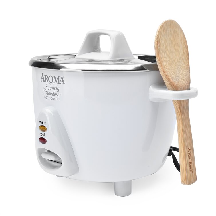 AROMA ARC-753SG White Simply Stainless 6-Cup Rice Cooker 