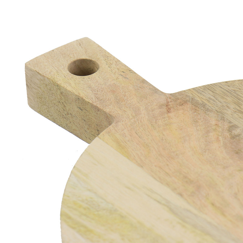 Round Multi-Tone Mango Wood Cutting Board with Handle