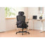 Chaise de bureau ergonomique en filet, chaise de bureau à haut dossier avec accoudoirs 3D, soutien lombaire vers le haut et le bas, chaise de travail pivotante pour ordinateur avec appui-tête réglable en 2 dimensions, fonction d'inclinaison noire