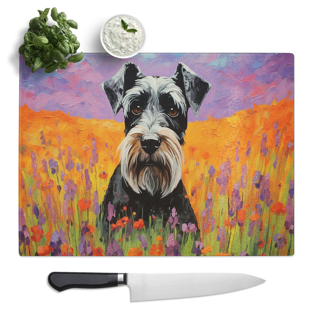 Schnauzer Colour Field No.2  Glass Chopping Board