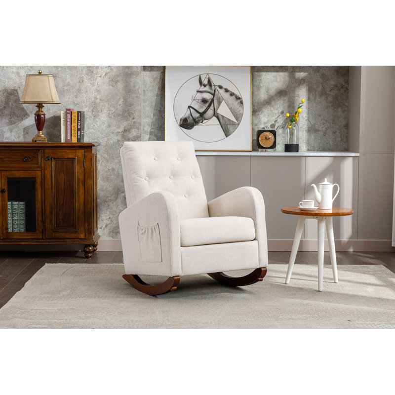 Fauteuil berçant à haut dossier, Beige