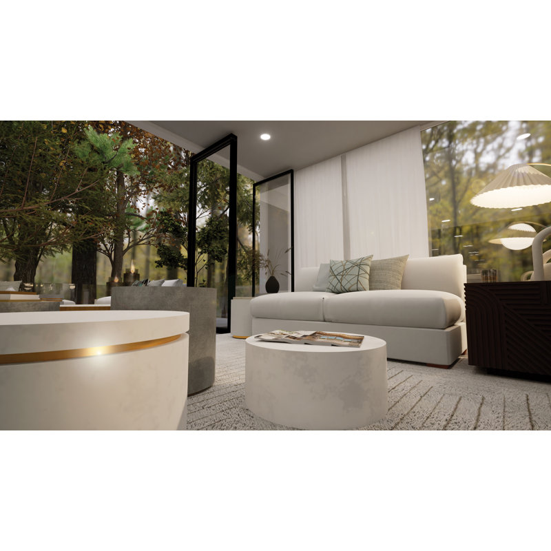 Perpetual Outdoor Round Side Table, Ivory White/Gold