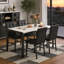 Ensemble de table de salle à manger 5 pièces pour 4 personnes, table de salle à manger moderne en faux marbre avec 4 chaises rembourrées en tissu écossais, table de cuisine moderne et ensemble de chaises pour petit espace, salle à manger, coin repas-1426005589