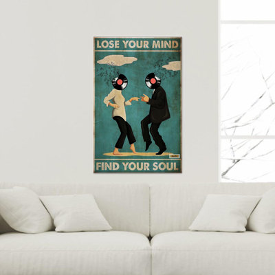 Printed Canvas Art: Elegant Dancing Couple Music Lover Decor,1P BlackFramedCanvas