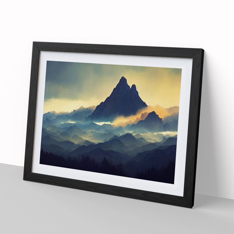 Beguiling Mountain Landscape - Single Picture Frame Painting, Black Framed, 46cm H x 64cm W x 2cm D