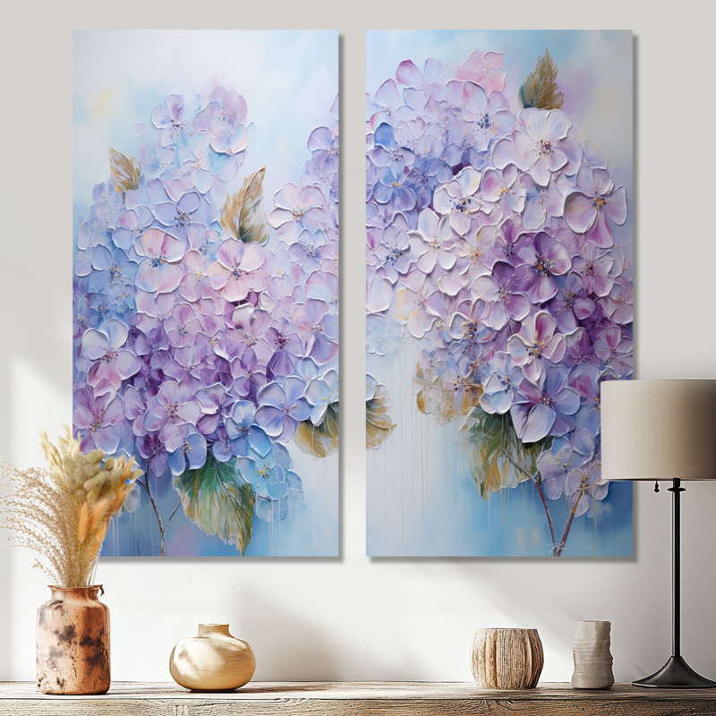 Hortensia mauve, fleurs du paradis I - art mural traditionnel mauve, 40" H x 40" W, Wrapped Canvas, Does Not Apply