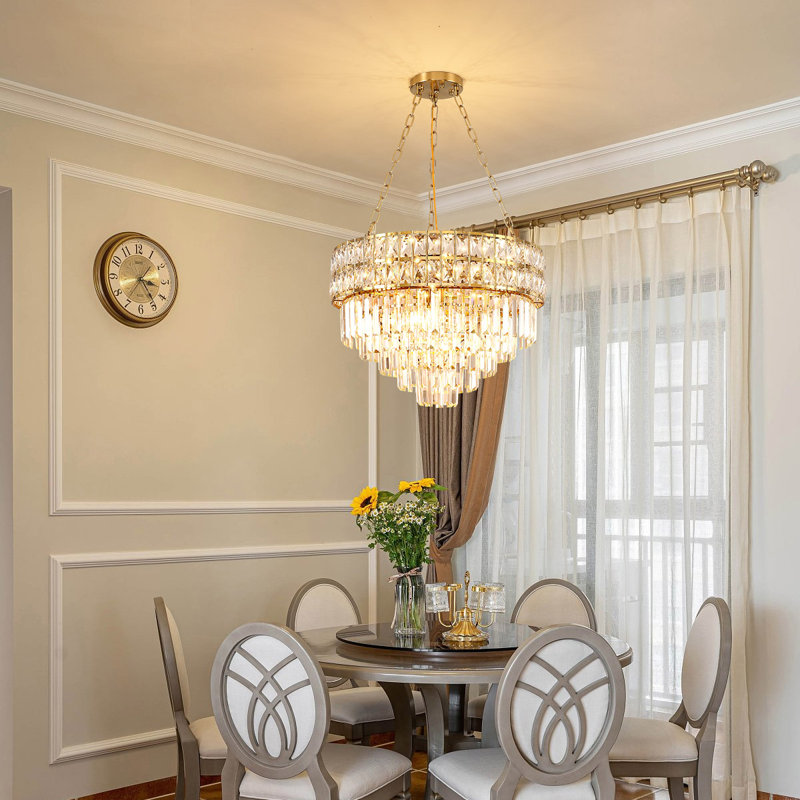 Imma Crystal Empire Chandelier, Gold, 15.7" H x 21.6" W x 21.6" D