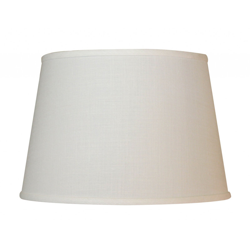 Abat-jour blanc arrondi en lin incliné Empire, H 12 po x l 18 po x P 18 po, Blanc