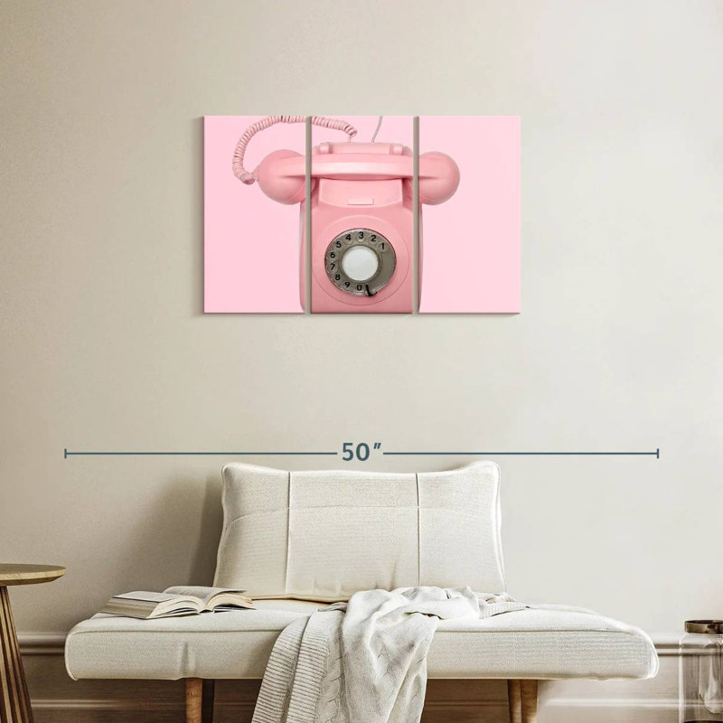 Kerner Pink Rotary Telephone, 20" H x 33" W