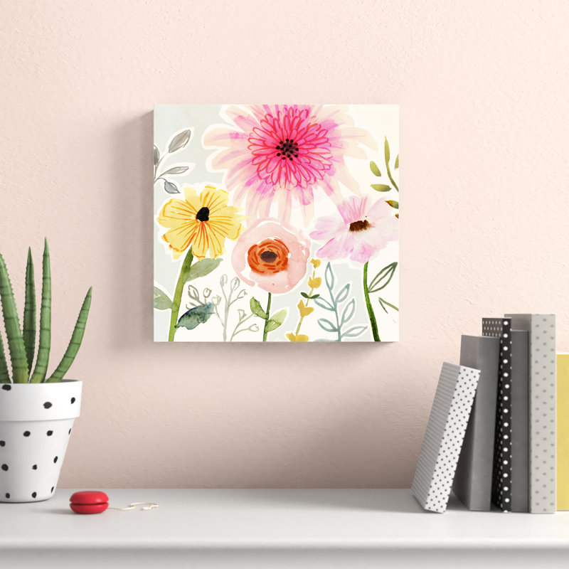 Floral Pop II by Victoria Borges - Painting, 30cm H x 30cm W, Wrapped Canvas