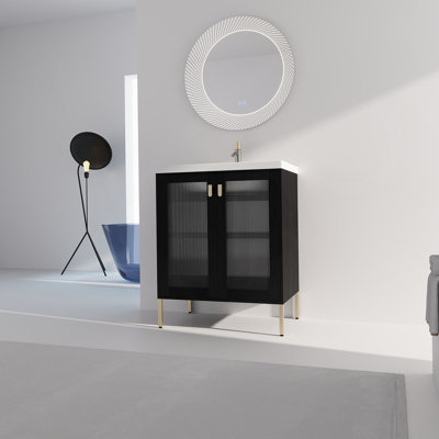 Freestanding Bathroom Vanity Plywood With Ceramic Sink, Soft Closing Door