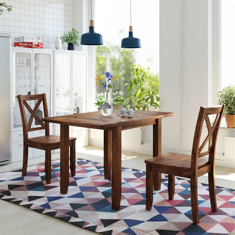 Compact Walnut Dining Table Sets With Extendable Leaf And Chairs