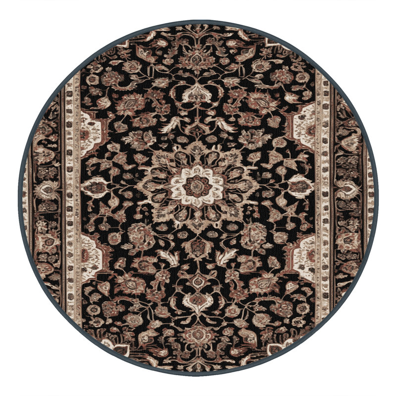 Tapis brun lavable à la machine, Rond 7 pi