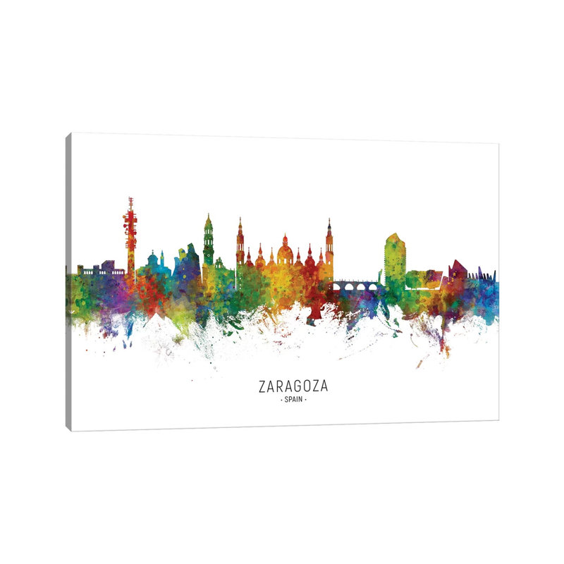 Zaragoza Spain Skyline by Michael Tompsett - Wrapped Canvas Gallery-Wrapped Canvas Giclée, 20.32cm H x 30.48cm W
