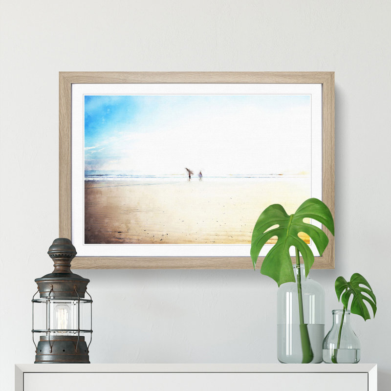 Heading to the Surf - Picture Frame Painting Print, Oak Framed, 33cm H x 45cm W x 2cm D