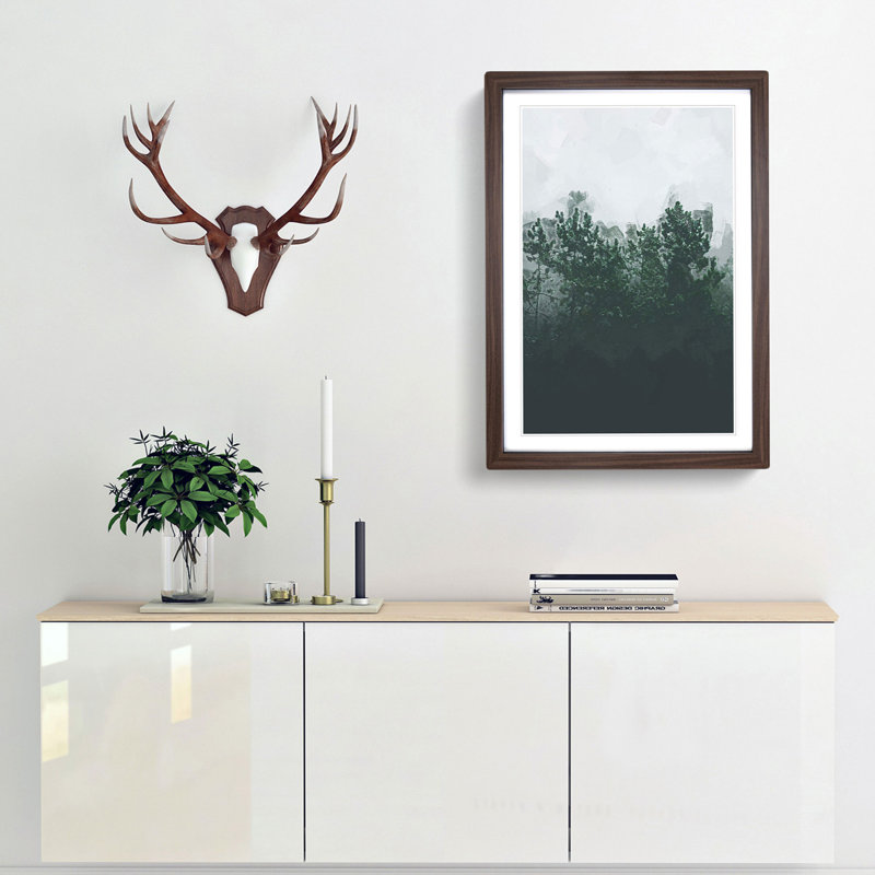 Snowing upon the Trees in Abstract - Picture Frame Graphic Art Print, Walnut Framed, 65cm H x 48cm W x 2cm D