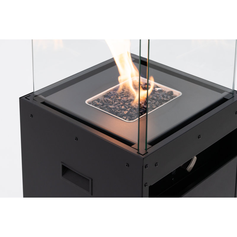 Black Propane Patio Heater with Glass Enclosure and Wheels
