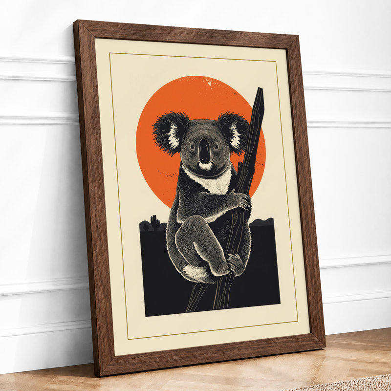 Bold Koala Geometric - Framed Print, A3 - 42.0 x 29.7 cm, Walnut