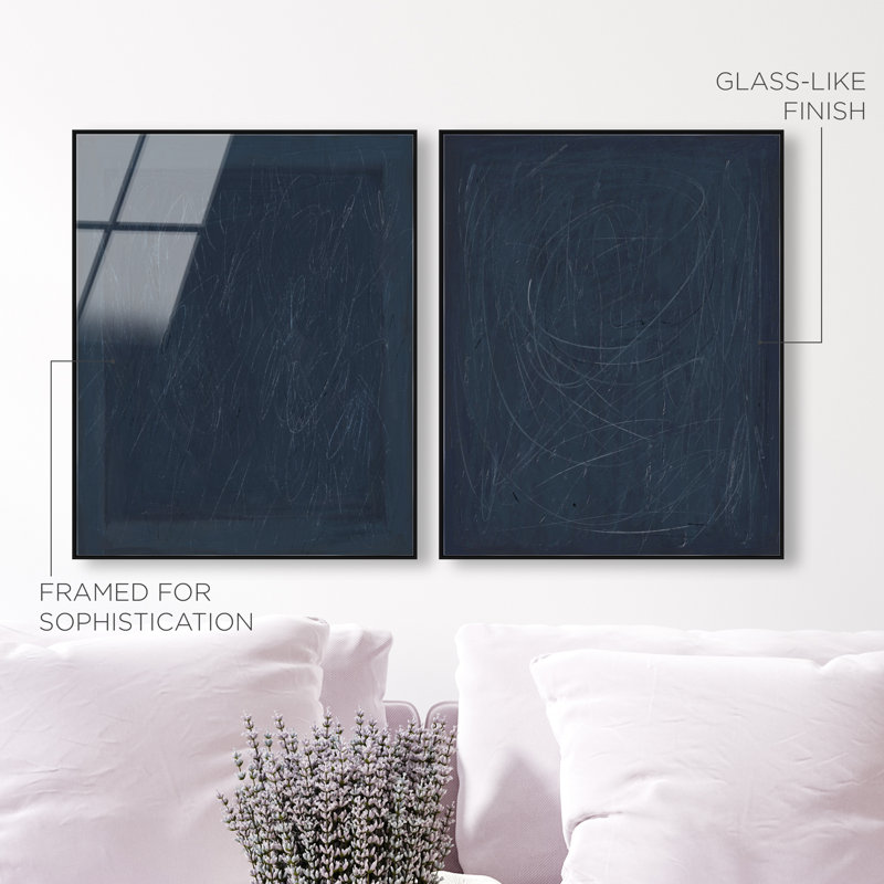 Deep Blue Set High-Gloss Frameless Acrylic Glass Wall Art Abstract Print by Oliver Gal, Ready to Hang, 16 x 20, 21"H x 25"W