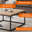 Table basse avec plateau en faux marbre et finition chêne, structure industrielle moderne carrée de 30 pouces