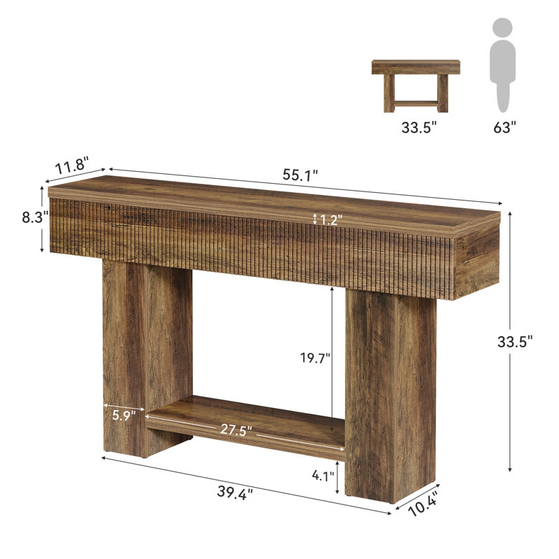 55" Console Table with 2-Tier Storage