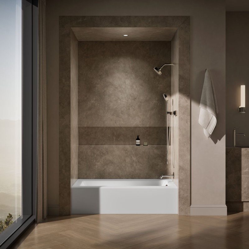 Bellwether® 60" x 32" Soaking Bathtub, White, Right