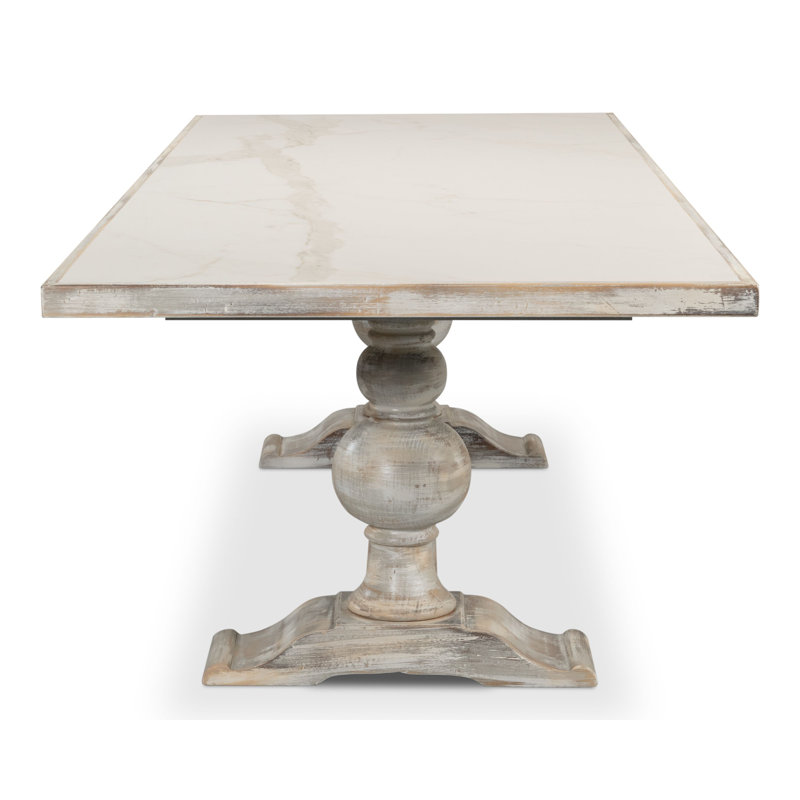 Dining Table, Gray Oak, Calacatta