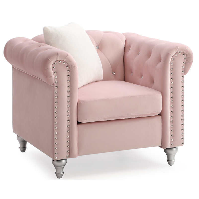 Glory Furniture Raisa Velvet Accent Chair, Pink