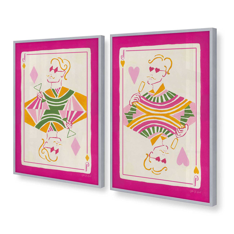 Ensemble de 2 impressions Pop Queen, 30" x 20", Framed Print, Polished Chrome