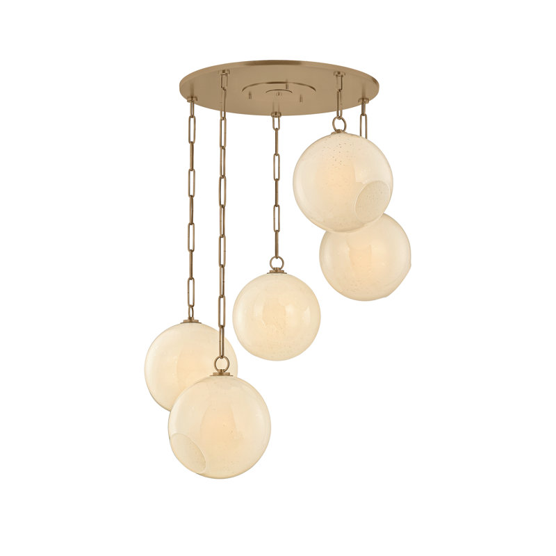Troy Lighting Bramble Chandelier in Patina Brass, 5 Lights, 14.25" H x 35" W x 35" D