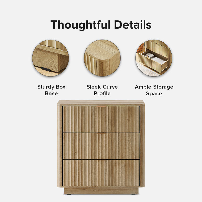 Dorcus 31.5'' W 3 - Drawer Dresser, Golden/Oak